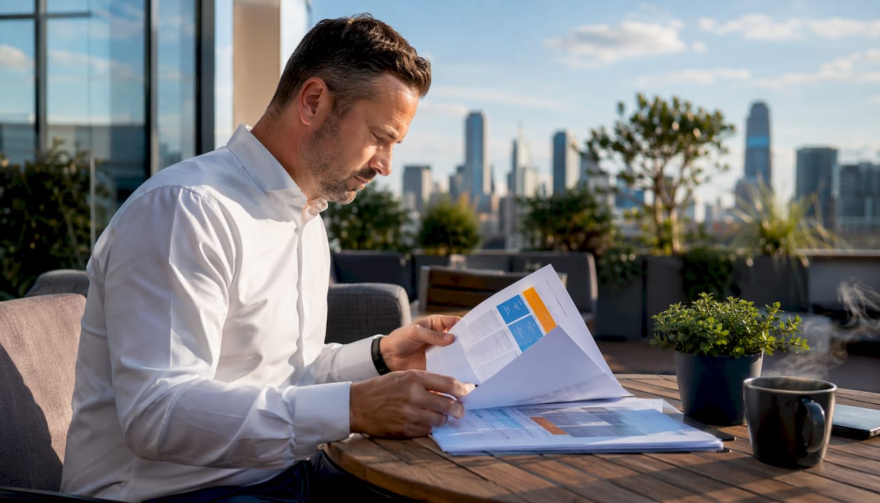 Professional reviewing cloud service comparison documents