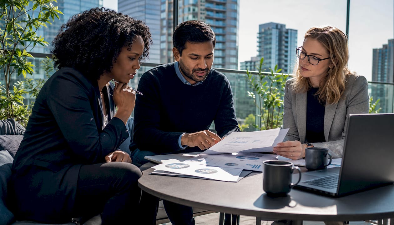 Enterprise team reviewing AI governance documents