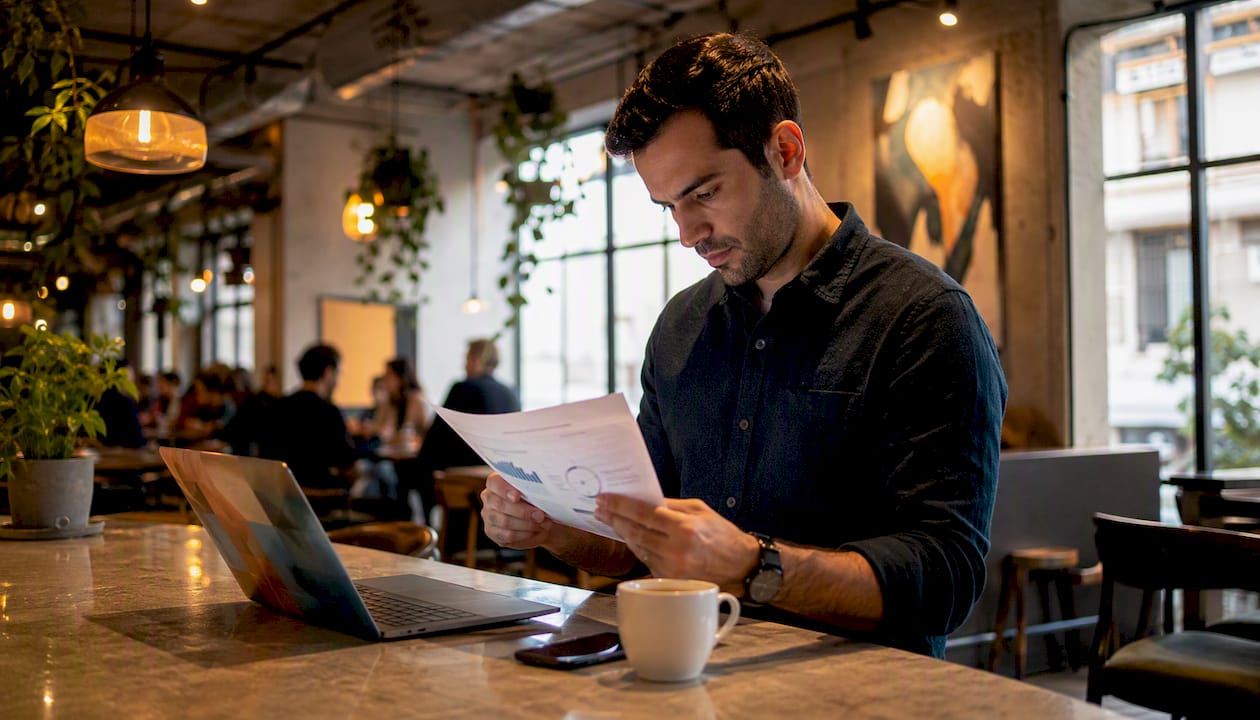 MSP reviewing cloud cost report at standing desk