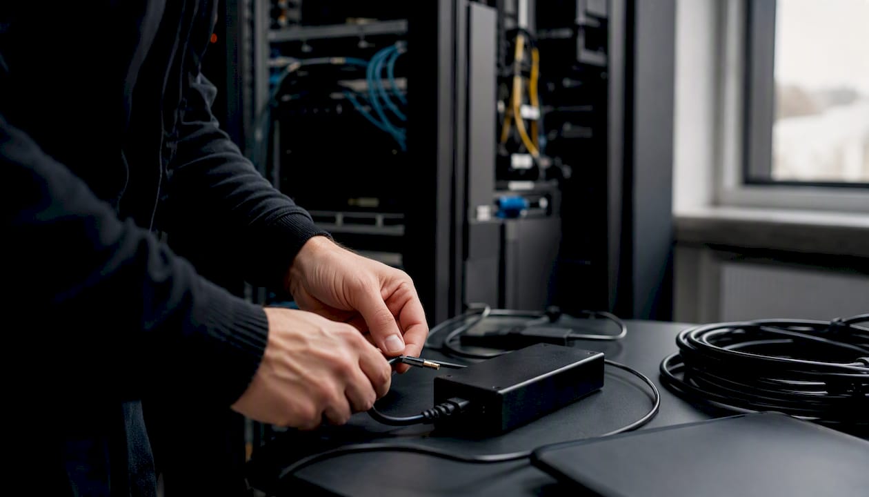 Hands managing cloud infrastructure cables
