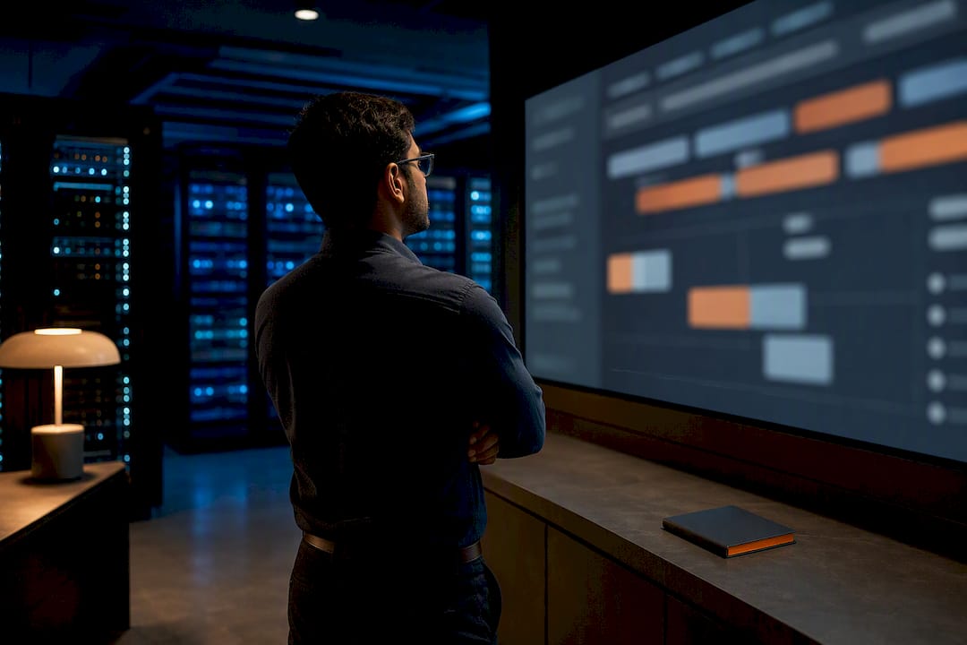 Engineer reviewing cloud resource schedules