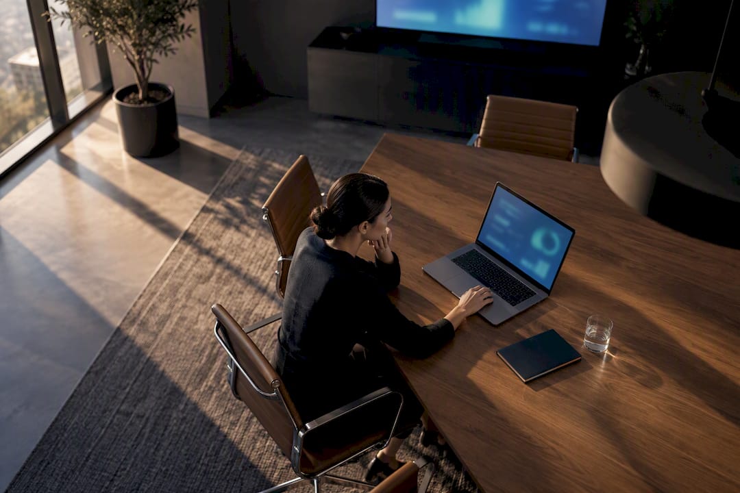 Analyst reviewing an executive cloud report