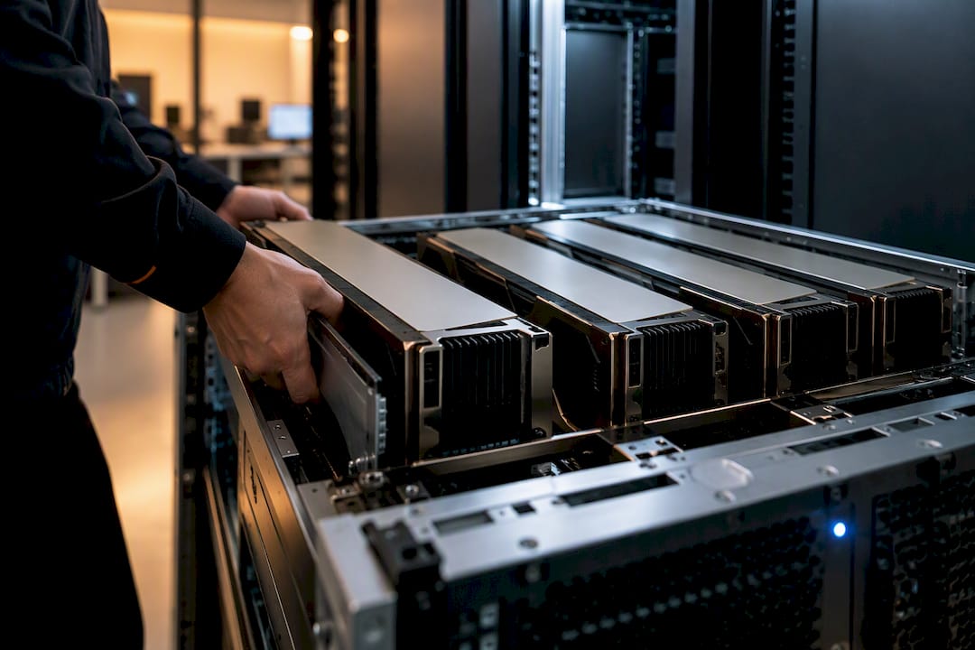 Accelerator modules in a GPU operations lab
